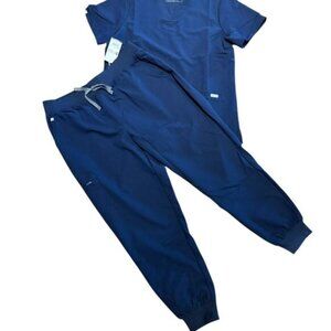 Figs Technical Collection Large Navy Top and XLP Jogger Style Pants NWT